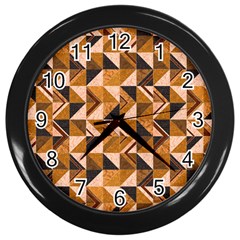 Brown Tiles Wall Clocks (black) by FunkyPatterns