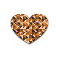 Brown Tiles Rubber Coaster (heart)  by FunkyPatterns