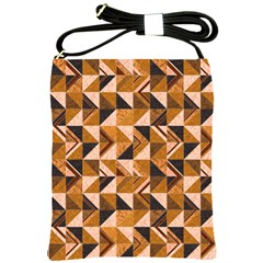 Brown Tiles Shoulder Sling Bags by FunkyPatterns