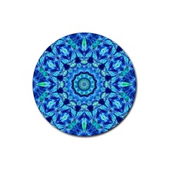 Blue Sea Jewel Mandala Rubber Round Coaster (4 Pack) by Zandiepants