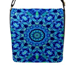 Blue Sea Jewel Mandala Flap Closure Messenger Bag (l) by Zandiepants