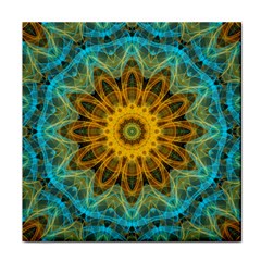 Blue Yellow Ocean Star Flower Mandala Face Towel by Zandiepants