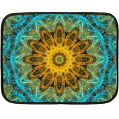 Blue Yellow Ocean Star Flower Mandala Fleece Blanket (mini) by Zandiepants