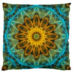 Blue Yellow Ocean Star Flower Mandala Large Cushion Case (one Side) by Zandiepants