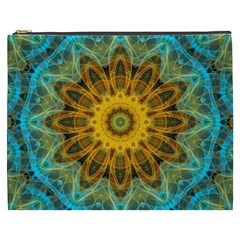 Blue Yellow Ocean Star Flower Mandala Cosmetic Bag (xxxl) by Zandiepants