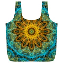 Blue Yellow Ocean Star Flower Mandala Full Print Recycle Bag (xl) by Zandiepants