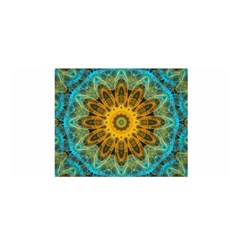 Blue Yellow Ocean Star Flower Mandala Satin Wrap by Zandiepants