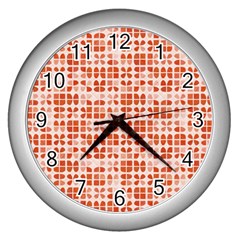 Pastel Red Wall Clocks (silver)  by FunkyPatterns