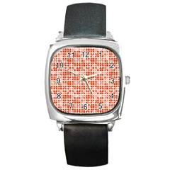 Pastel Red Square Metal Watch by FunkyPatterns