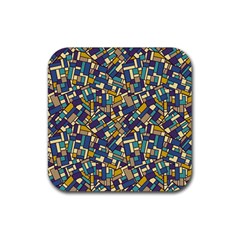 Pastel Tiles Rubber Coaster (square)  by FunkyPatterns