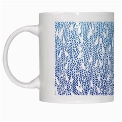 Blue Ombre feather pattern, white, White Mug