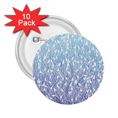 Blue Ombre feather pattern, white, 2.25  Button (10 pack)