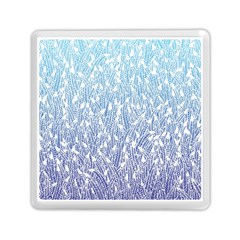 Blue Ombre feather pattern, white, Memory Card Reader (Square)