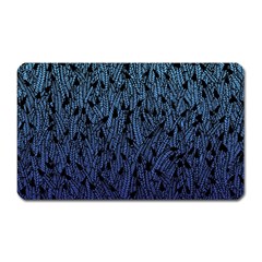 Blue Ombre Feather Pattern, Black, Magnet (rectangular) by Zandiepants