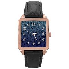 Blue Ombre Feather Pattern, Black, Rose Gold Leather Watch  by Zandiepants