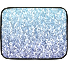 Blue Ombre feather pattern, white, Double Sided Fleece Blanket (Mini)