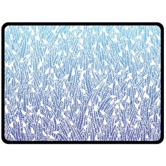 Blue Ombre feather pattern, white, Fleece Blanket (Large)