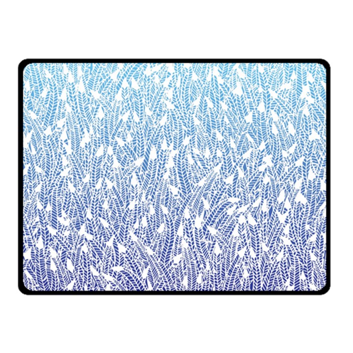 Blue Ombre feather pattern, white, Double Sided Fleece Blanket (Small)