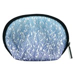 Blue Ombre feather pattern, white, Accessory Pouch (Medium) Back