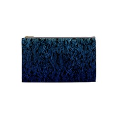 Blue Ombre Feather Pattern, Black, Cosmetic Bag (small) by Zandiepants