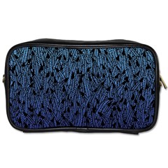 Blue Ombre Feather Pattern, Black, Toiletries Bag (two Sides) by Zandiepants