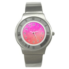 Ombre Pink Orange Stainless Steel Watch by BrightVibesDesign