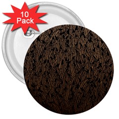 Brown Ombre Feather Pattern, Black, 3  Button (10 Pack)