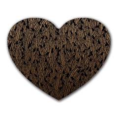 Brown Ombre Feather Pattern, Black, Heart Mousepad by Zandiepants