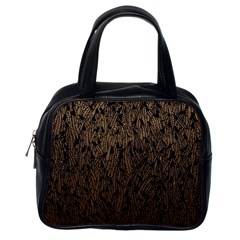 Brown Ombre Feather Pattern, Black, Classic Handbag (one Side) by Zandiepants