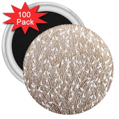 Brown Ombre Feather Pattern, White, 3  Magnet (100 Pack)