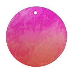Ombre Pink Orange Round Ornament (two Sides)  by BrightVibesDesign