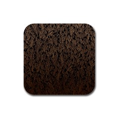 Brown Ombre Feather Pattern, Black, Rubber Square Coaster (4 Pack) by Zandiepants