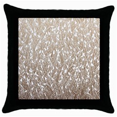 Brown Ombre Feather Pattern, White, Throw Pillow Case (black) by Zandiepants