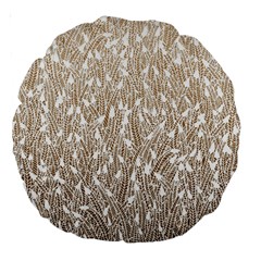 Brown Ombre Feather Pattern, White, Large 18  Premium Round Cushion 