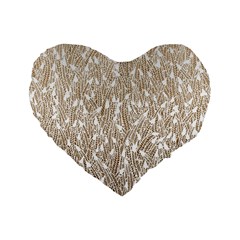 Brown Ombre Feather Pattern, White, Standard 16  Premium Heart Shape Cushion  by Zandiepants