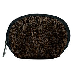 Brown Ombre Feather Pattern, Black, Accessory Pouch (medium) by Zandiepants