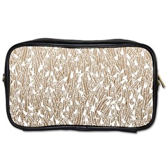 Brown Ombre Feather Pattern, White, Toiletries Bag (two Sides) by Zandiepants