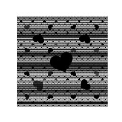 Black And Gray Abstract Hearts Small Satin Scarf (square) by TRENDYcouture