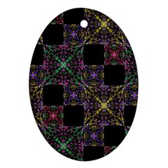 Ornate Boho Patchwork Oval Ornament (Two Sides)