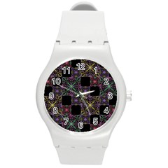 Ornate Boho Patchwork Round Plastic Sport Watch (m) by dflcprints