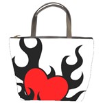 Black And Red Flaming Heart Bucket Bags