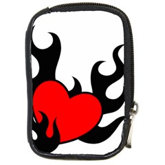 Black And Red Flaming Heart Compact Camera Cases by TRENDYcouture