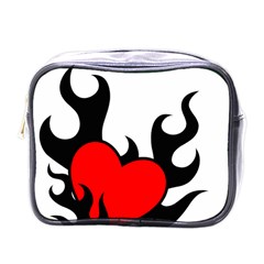 Black And Red Flaming Heart Mini Toiletries Bags by TRENDYcouture