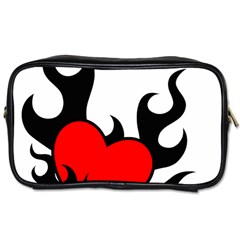 Black And Red Flaming Heart Toiletries Bags by TRENDYcouture