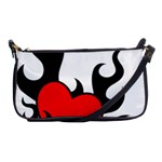 Black And Red Flaming Heart Shoulder Clutch Bags Front