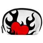 Black And Red Flaming Heart Accessory Pouches (Large) 