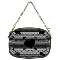 Black and Gray Abstract Hearts Chain Purses (Two Sides) 