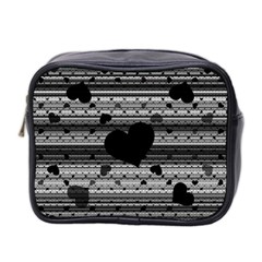Black And Gray Abstract Hearts Mini Toiletries Bag 2-side by TRENDYcouture