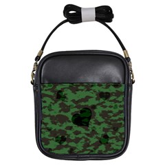 Green Camo Hearts Girls Sling Bags