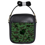 Green Camo Hearts Girls Sling Bags Front